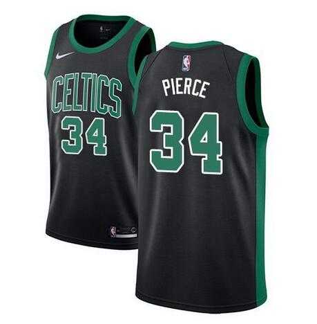 Men%27s Boston Celtics #34 Paul Pierce Black Statement Edition Stitched Basketball Jersey Dzhi